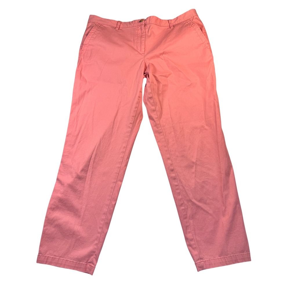 Talbots Womens 14 Relaxed Fit Pink Chino Pants Cropped Ankle Length Casual